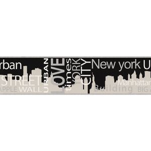 Bordüre "Boys & Girls 4" New York grau metallic schwarz 5 x 0,13 m