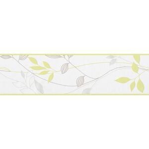 Papierbordüre "Avenzio 4" Blätter cremefarben/grau/grün 5 x 0,17 m