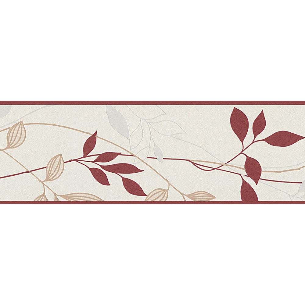 Bordüre mit Blättern in Rotbraun und Creme