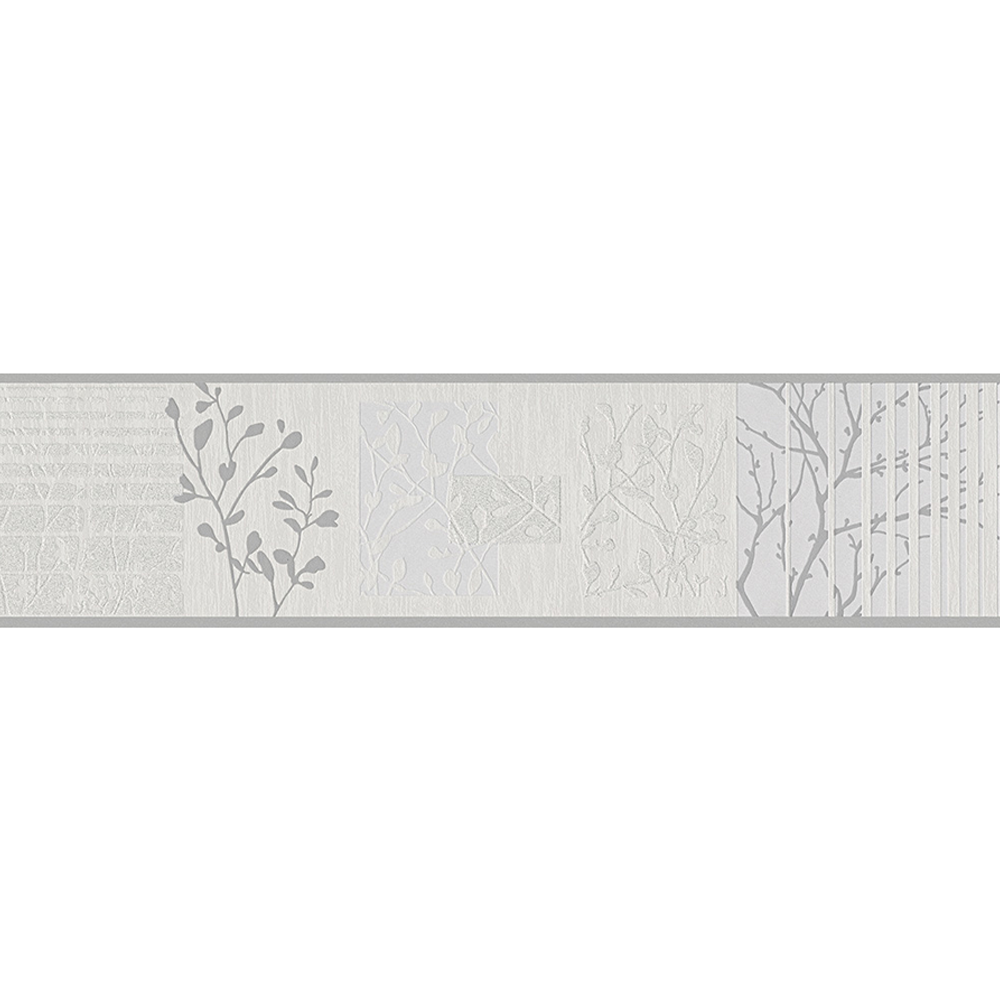 Papierbordüre 'Life 2' Äste beige/grau metallic 0,13 x 5 m