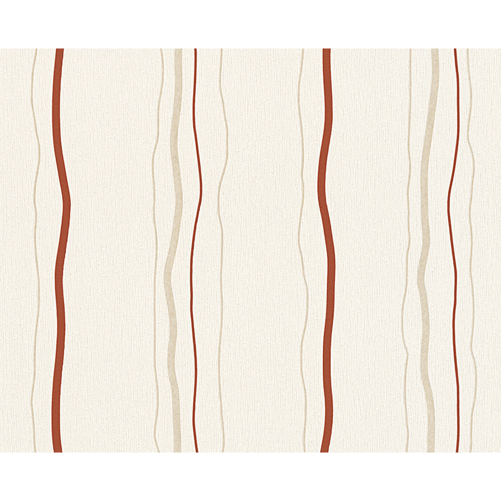 Vliestapete "Avenzio 7" Streifen beige/cremefarben/rot 10,05 x 0,53 m + product picture