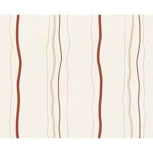 Vliestapete "Avenzio 7" Streifen beige/cremefarben/rot 10,05 x 0,53 m