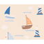 Papiertapete 'Boys & Girls 4' Boote beige/blau/braun 0,53 x 10,05 m