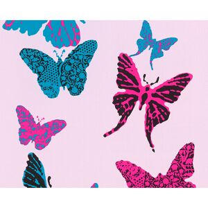 Papiertapete 'Boys & Girls 4' Schmetterlinge blau/schwarz/lila 0,53 x 10,05 m