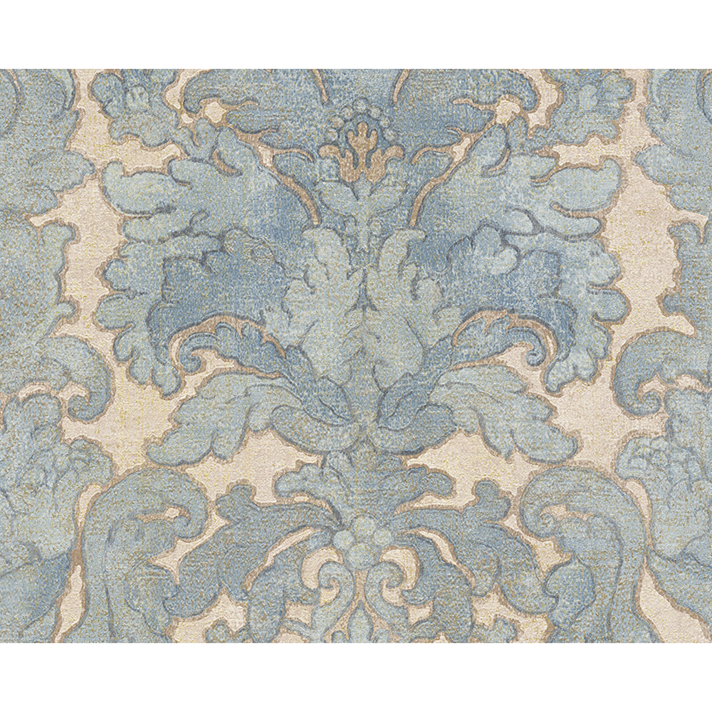 Vliestapete "Burlesque" Ornament beige/blau metallic 10,05 x 0,53 m + product picture
