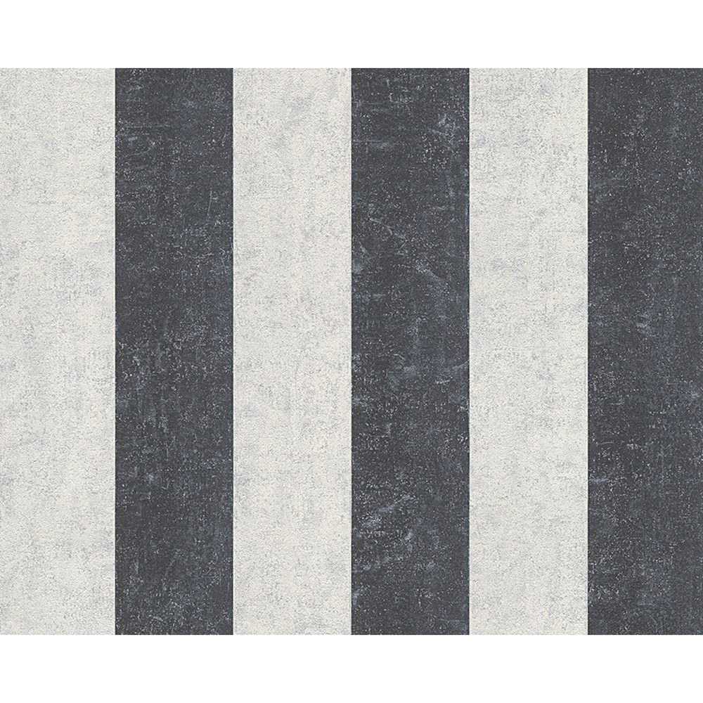 Vliestapete "Bohemian" Blockstreifen metallic schwarz/weiß 10,05 x 0,53 m + product picture