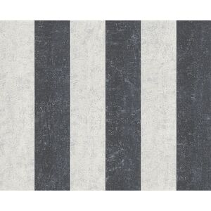 Vliestapete "Bohemian" Blockstreifen metallic schwarz/weiß 10,05 x 0,53 m