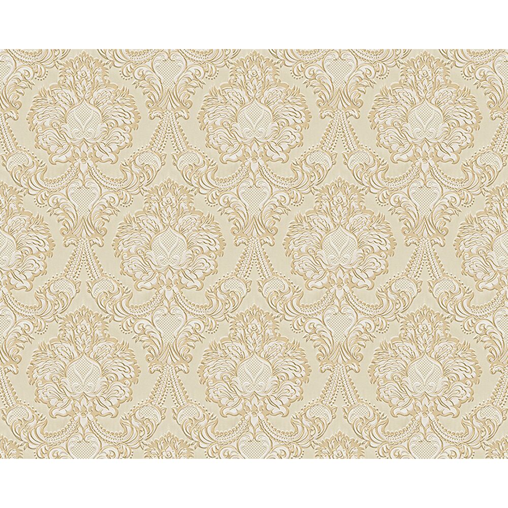 Beigefarbenes Tapetenmuster mit Ornamenten