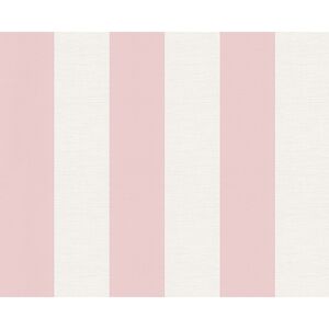 Vliestapete "Liberté" Blockstreifen rosa/weiß 10,05 x 0,53 m