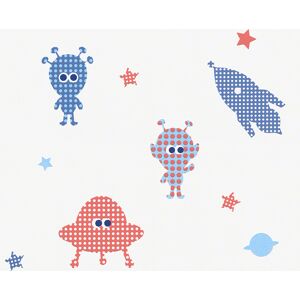 Vliestapete 'Esprit Kids 3' Außerirdische blau/rot/weiß 10,05 x 0,53 m