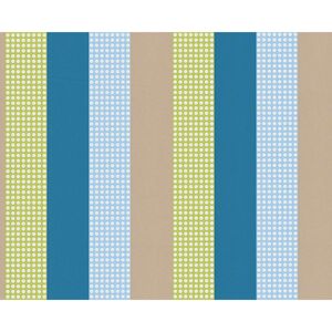 Vliestapete 'Esprit Kids 3' Streifen blau/grün/weiß 10,05 x 0,53 m