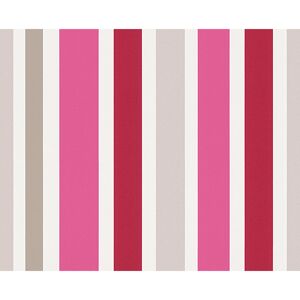 Vliestapete 'Esprit Kids 4' Streifen grau/rosa/rot 10,05 x 0,53 m