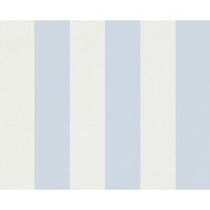 Vliestapete "Fleuri Pastel" Streifen blau/weiß 10,05 x 0,53 m