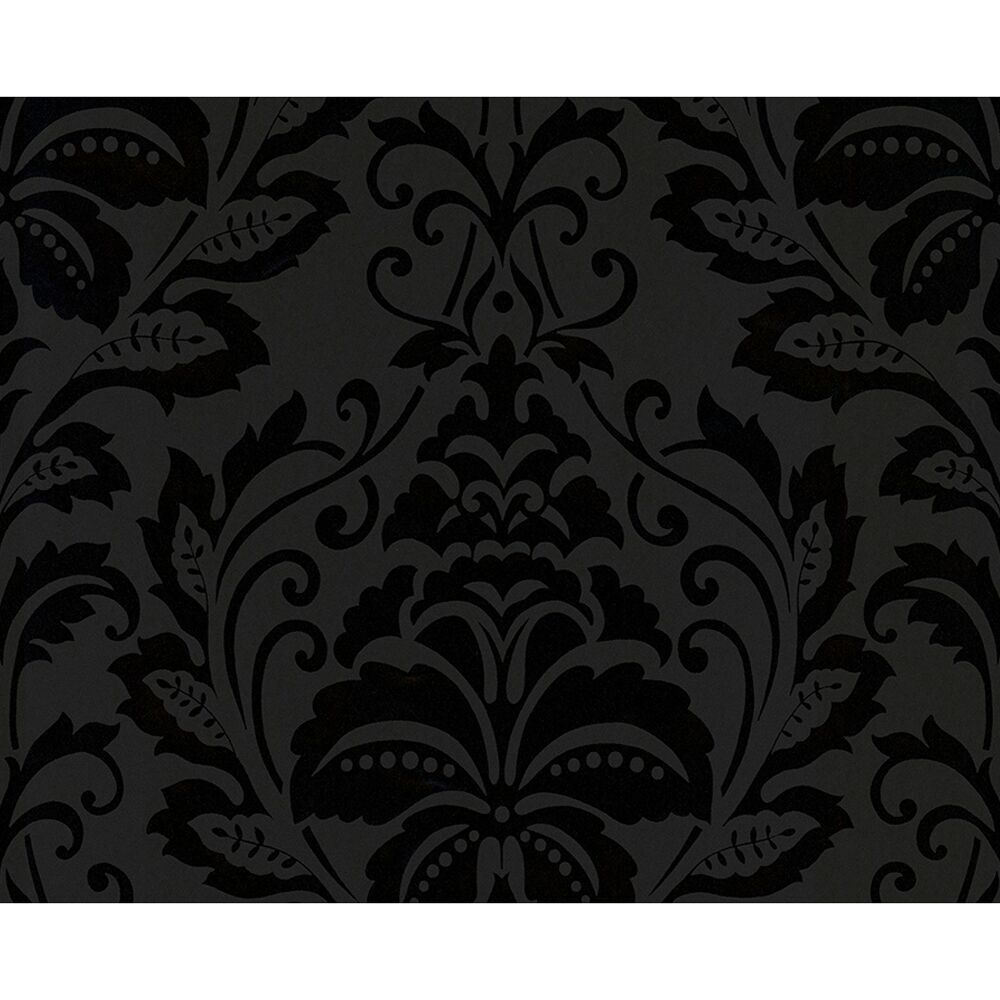 Schwarzes, florales Damastmuster