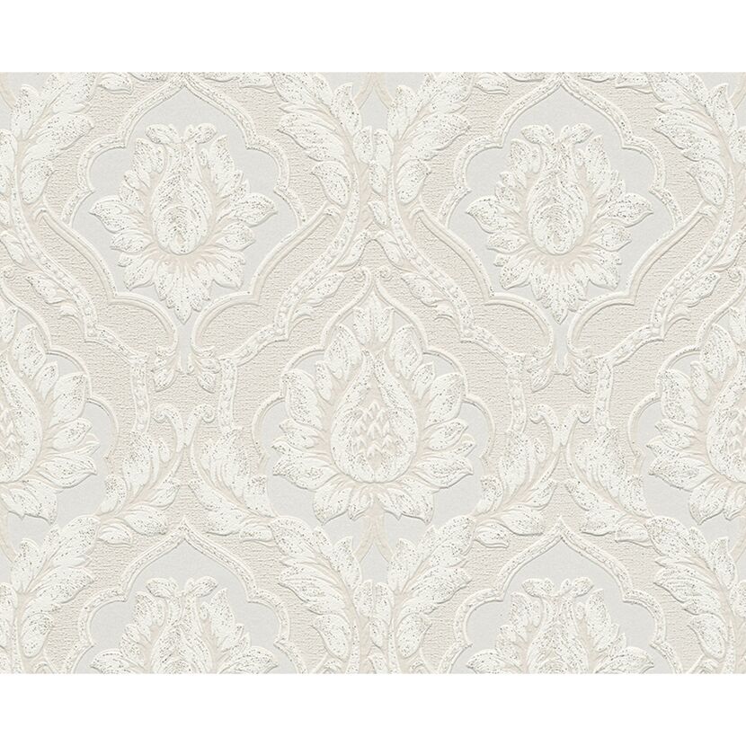 Beige Tapete mit Ornamenten
