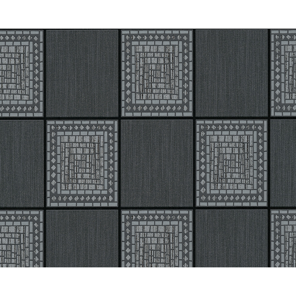 Strukturprofiltapete "T/E 2012 UK" Rechtecke grau metallic/schwarz 10,05 x 0,53 m + product picture
