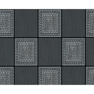Strukturprofiltapete "T/E 2012 UK" Rechtecke grau metallic/schwarz 10,05 x 0,53 m