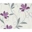 Violette Blumen auf beigem Hintergrund mit Rankenmuster