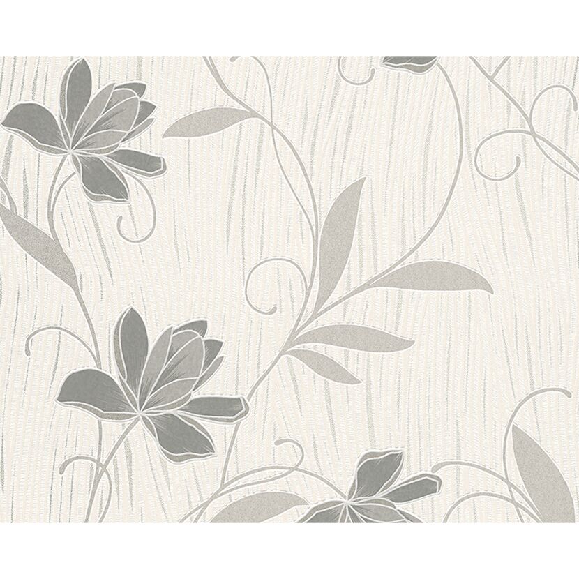 Graues Blumenmuster auf beigem Hintergrund