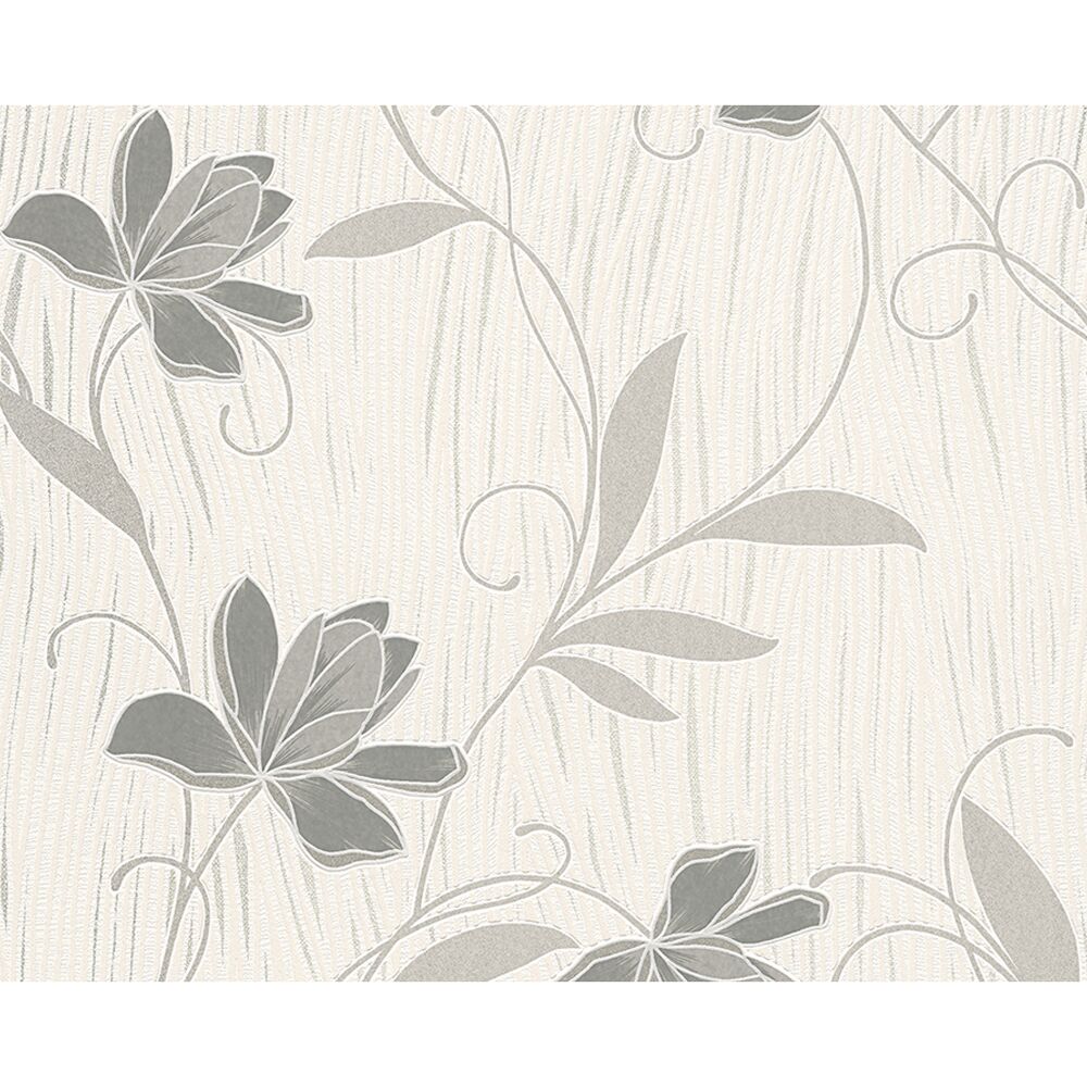 Graues Blumenmuster auf beigem Hintergrund