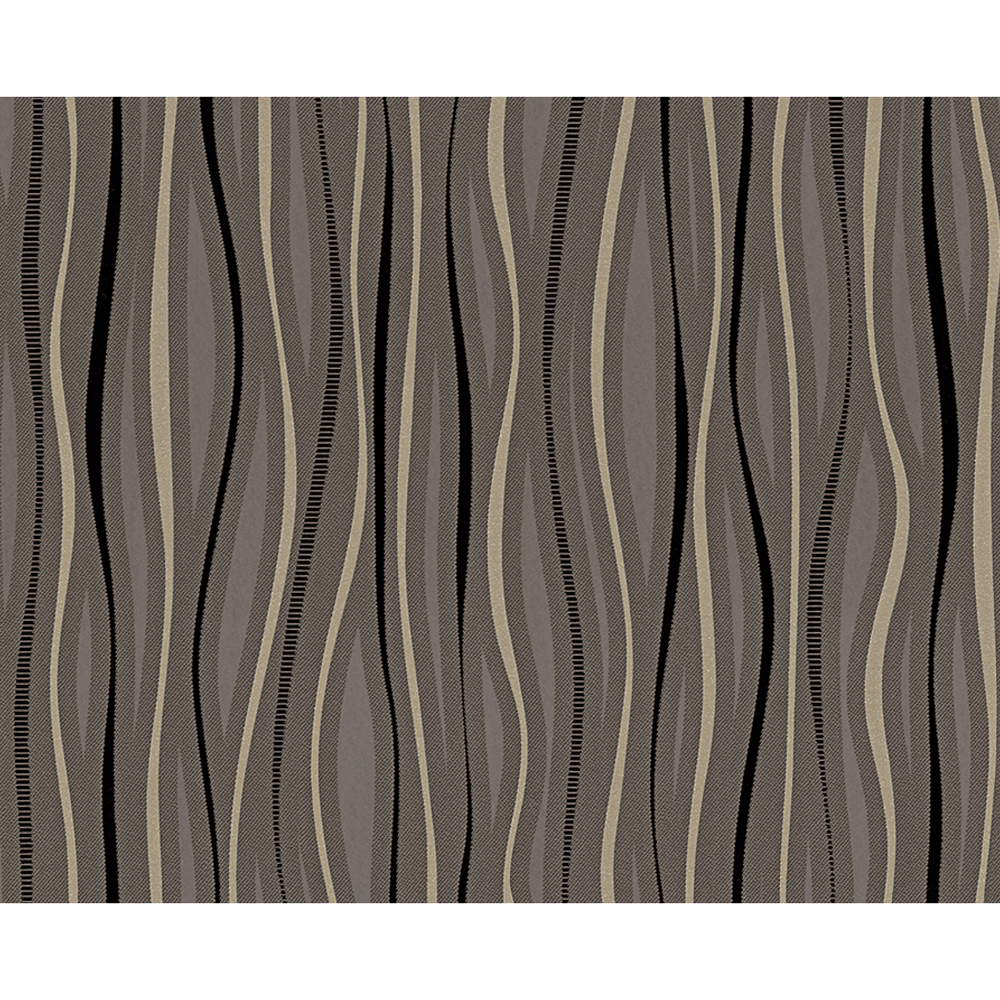 Papiertapete "T/E 2014 UK" Wellenlinien braun metallic/schwarz 10,05 x 0,53 m + product picture