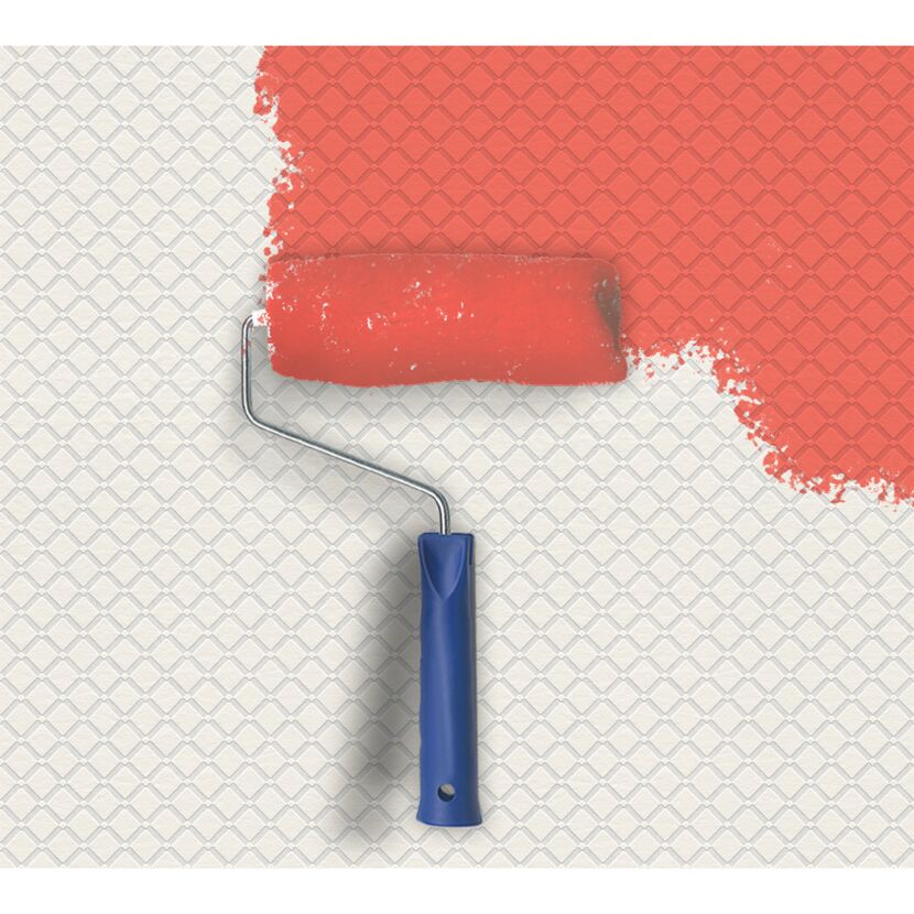 Rolle malt ein Muster in rot