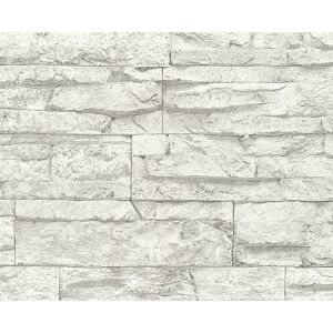 Vliestapete "Wood ’n’ Stone" Stein grau/weiß 10,05 x 0,53 m