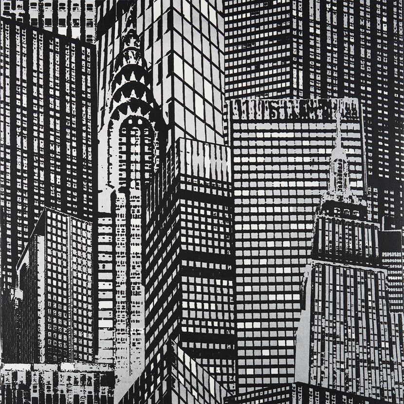 Schwarz-weiße Collage von New Yorker Wolkenkratzern