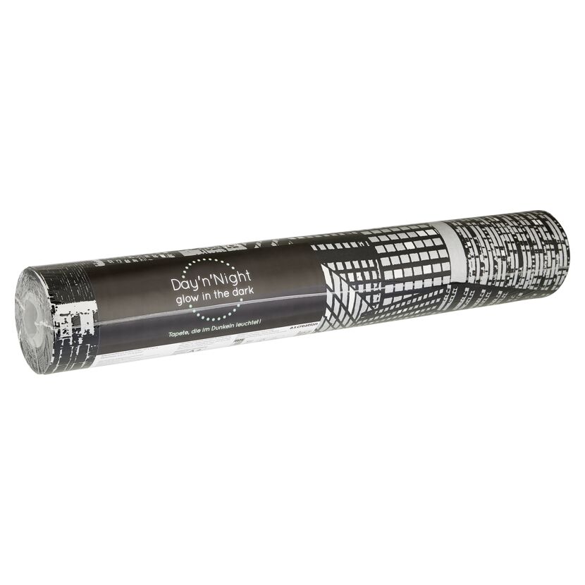 Vliestapete Glow Skyline, schwarz-metallic