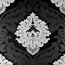 Schwarze Vliestapete mit silbernem Ornament
