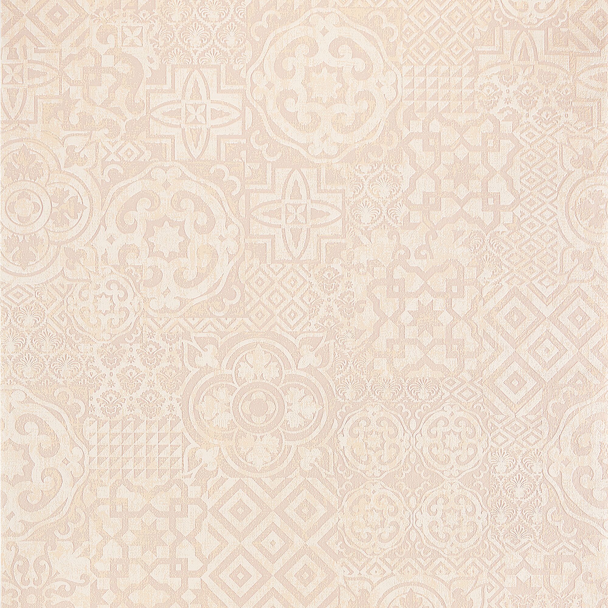 Beige Vliestapete Porto mit Fliesenmuster