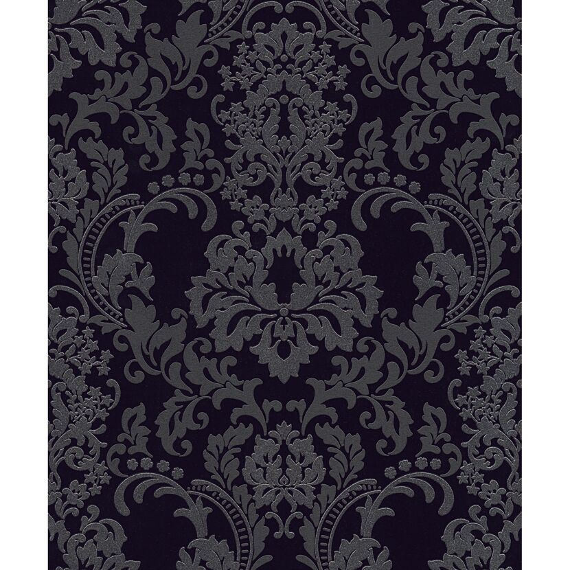 Schwarzes Muster mit silber-grauen Ornamenten