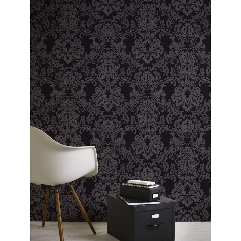 Schwarze Tapete mit grauem Muster