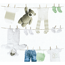 Verkleinertes Bild von Vliestapete 'Little Stars' Wäscheleine Teddy weiß/bunt 10,05 m x 0,53 m