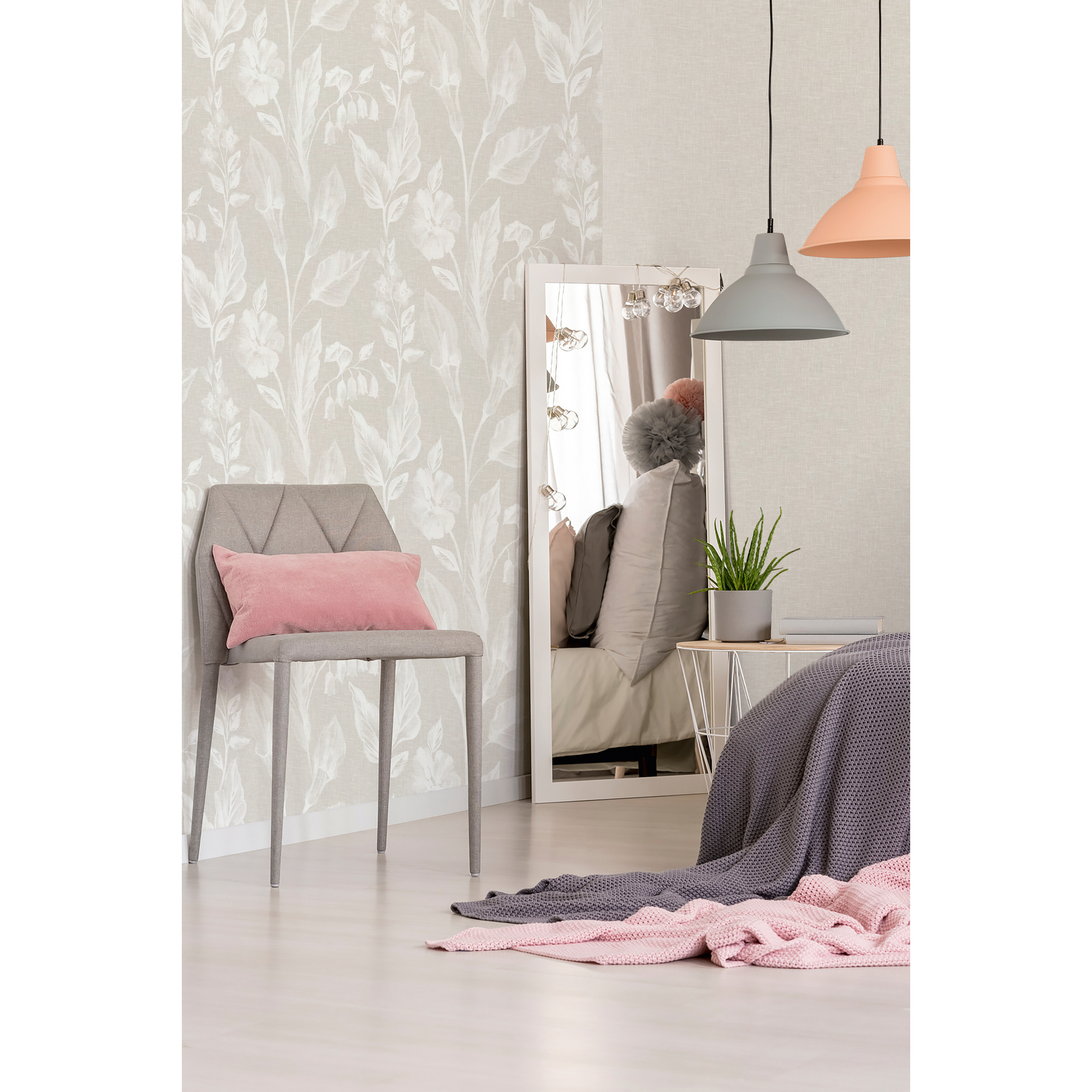 Vliestapete 'Linen Style' Floral beige 0,53 x 10,05 m