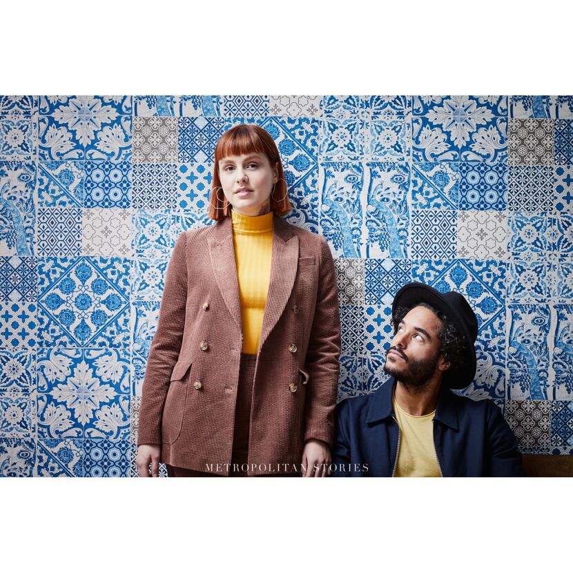 Vliestapete Metropolitan Stories 'Anke & Daan' Amsterdam, Delfter Fliese blau-beige 0,53 x 10,05 m