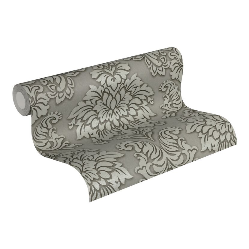 Vliestapete Metropolitan Stories 'Lizzy' London, Damask graugrün 0,53 x 10,05 m
