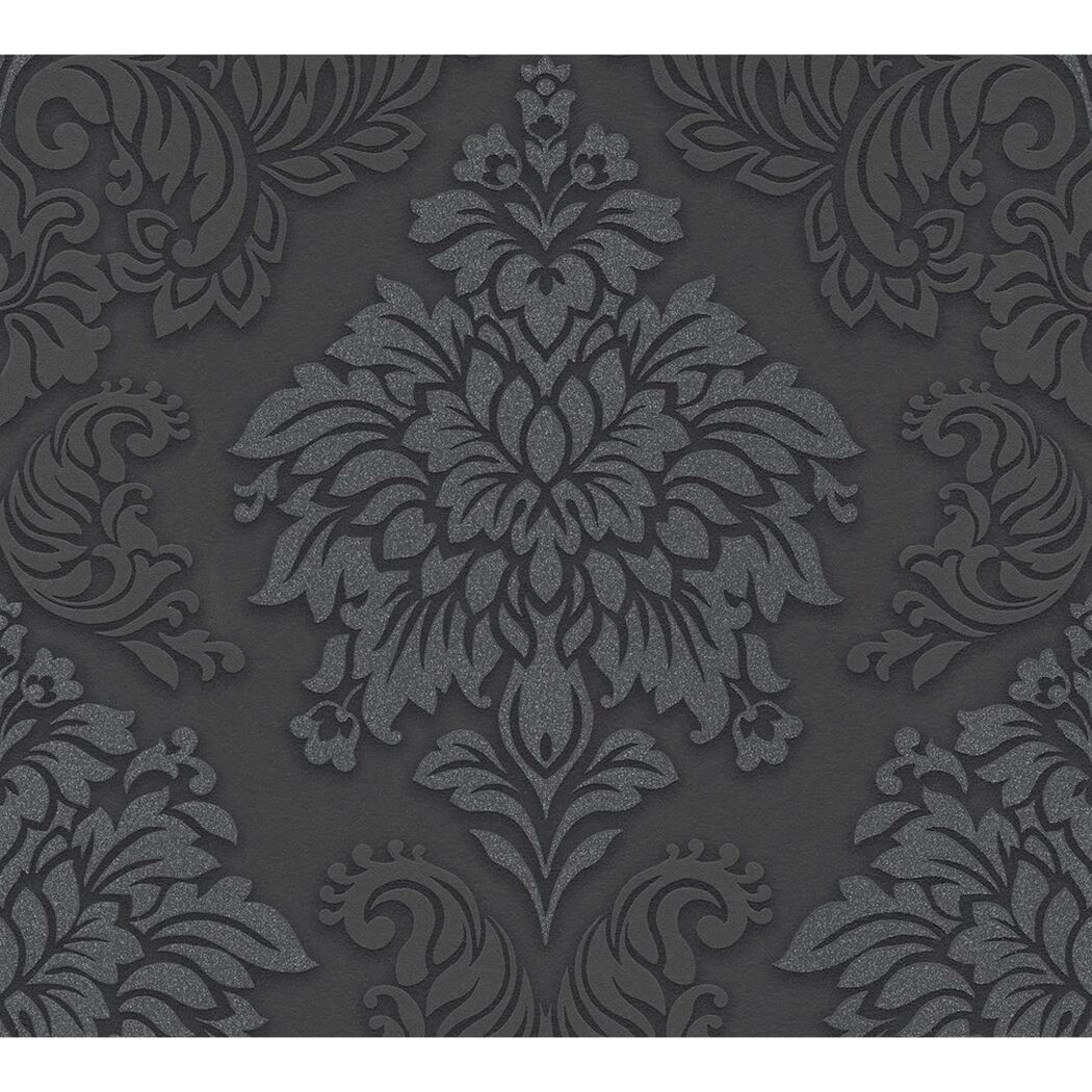 Vliestapete Metropolitan Stories 'Lizzy' London, Damask schwarz-silber 0,53 x 10,05 m