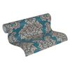 Vliestapete Metropolitan Stories 'Lizzy' London, Damask topasblau-taupe 0,53 x 10,05 m