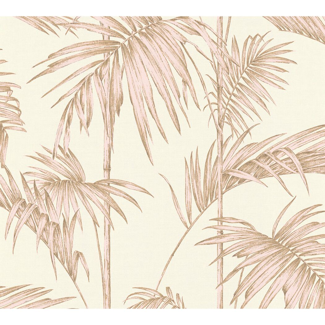 Vliestapete Metropolitan Stories 'Lola' Paris, Palmgras altweiß-rosé 0,53 x 10,05 m