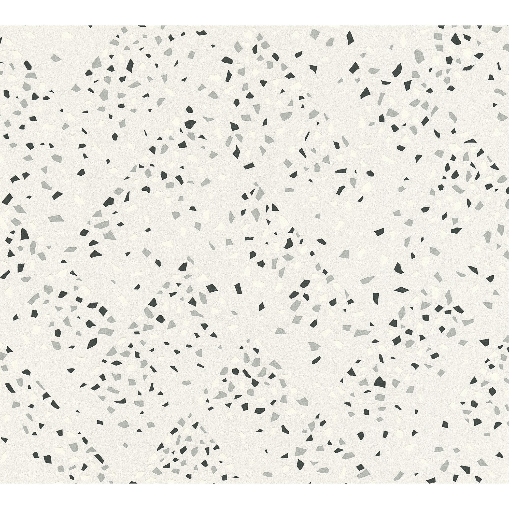 Vliestapete New Walls Glam Weiß mit grauschwarzem Muster