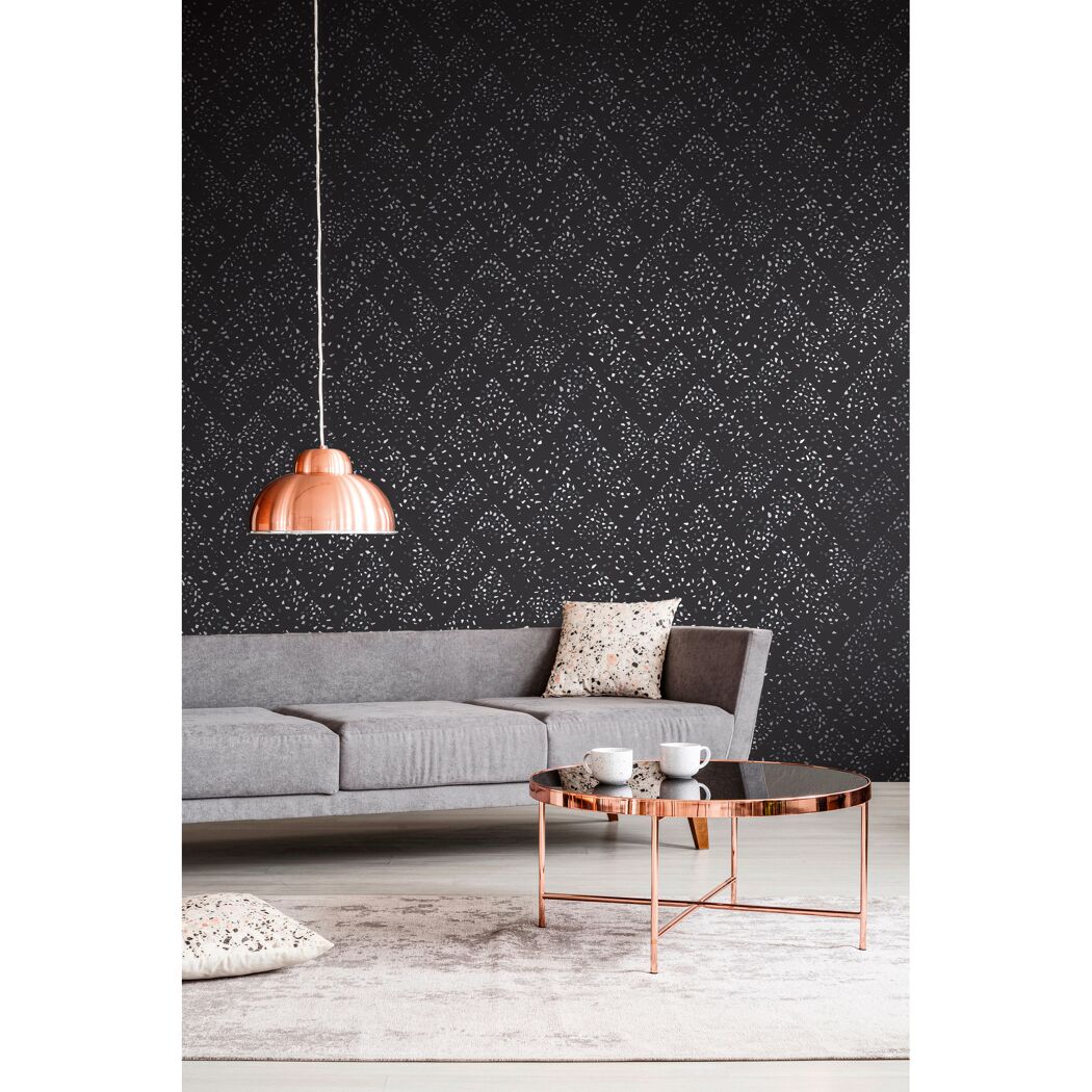 Wohnzimmer mit schwarzer Vliestapete New Walls