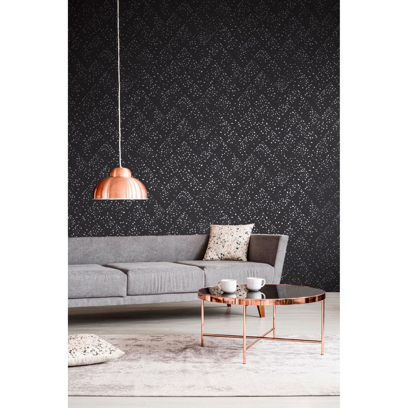 Wohnzimmer mit schwarzer Vliestapete New Walls