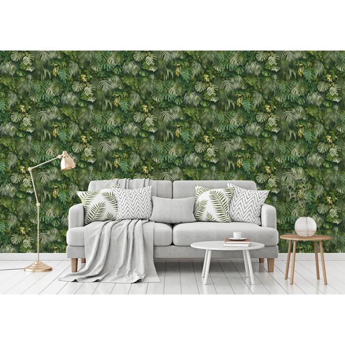Vliestapete 'Greenery' Dschungel grün 53 x 1005 cm