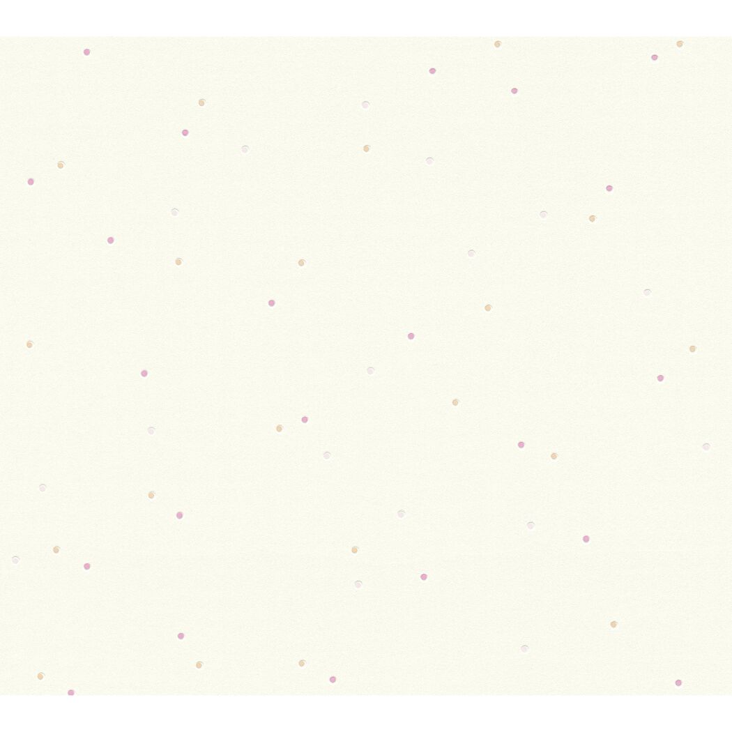 Rosa und beige Punkte auf cremefarbenem Hintergrund.