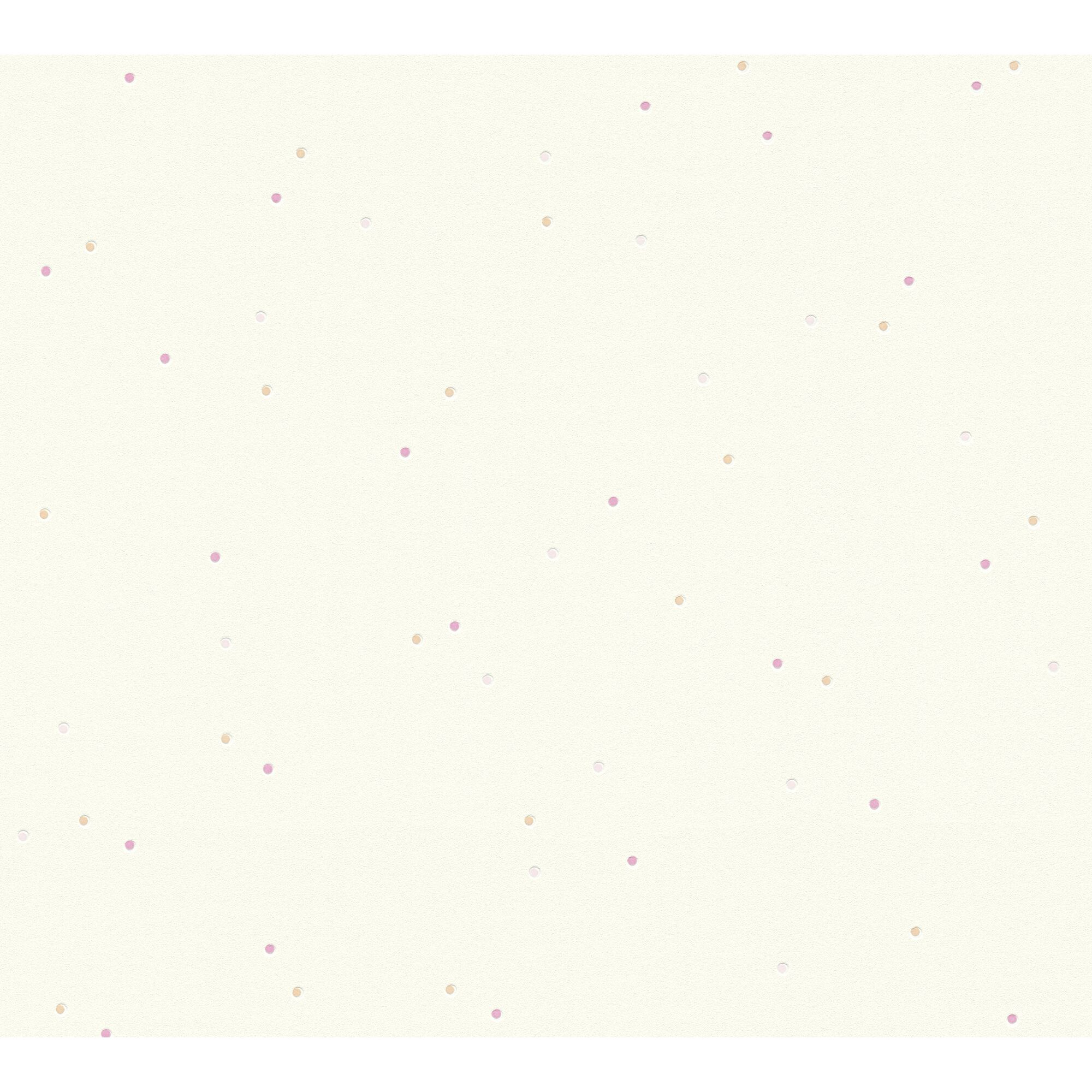 Rosa und beige Punkte auf cremefarbenem Hintergrund.