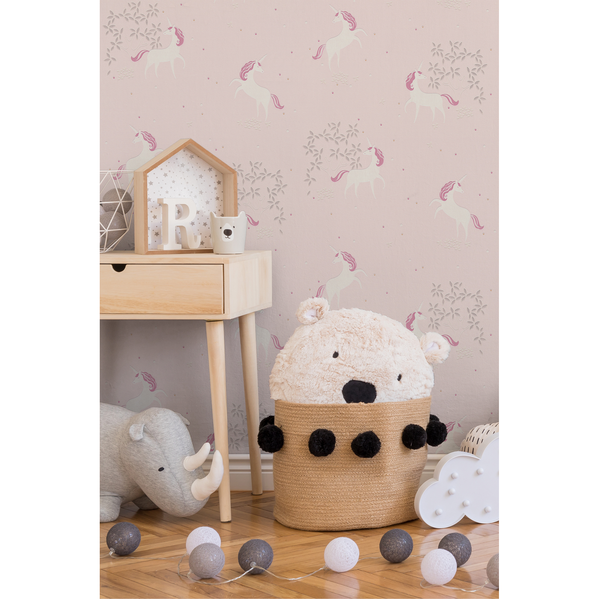 Vliestapete 'Boys & Girls 6' Einhorn rosa 0,53 x 10,05 m