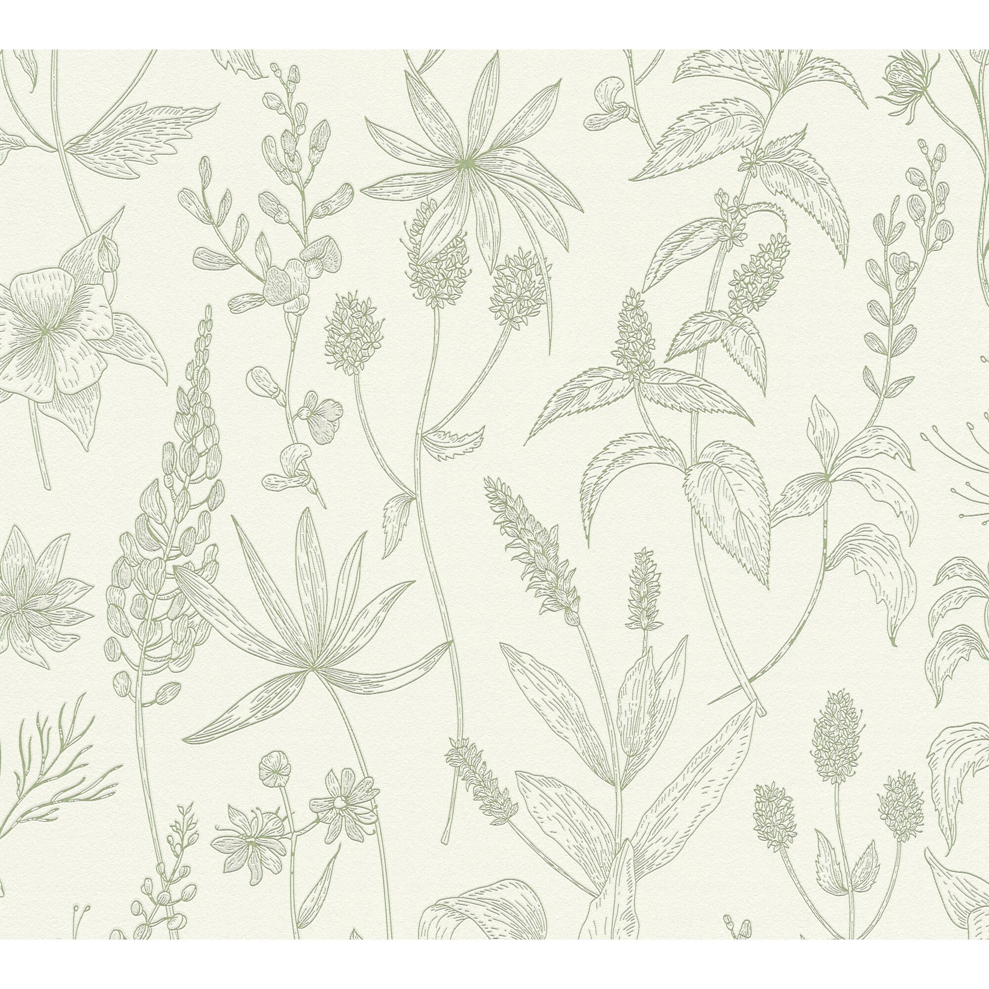 Grünes Blumenmuster auf beigem Hintergrund