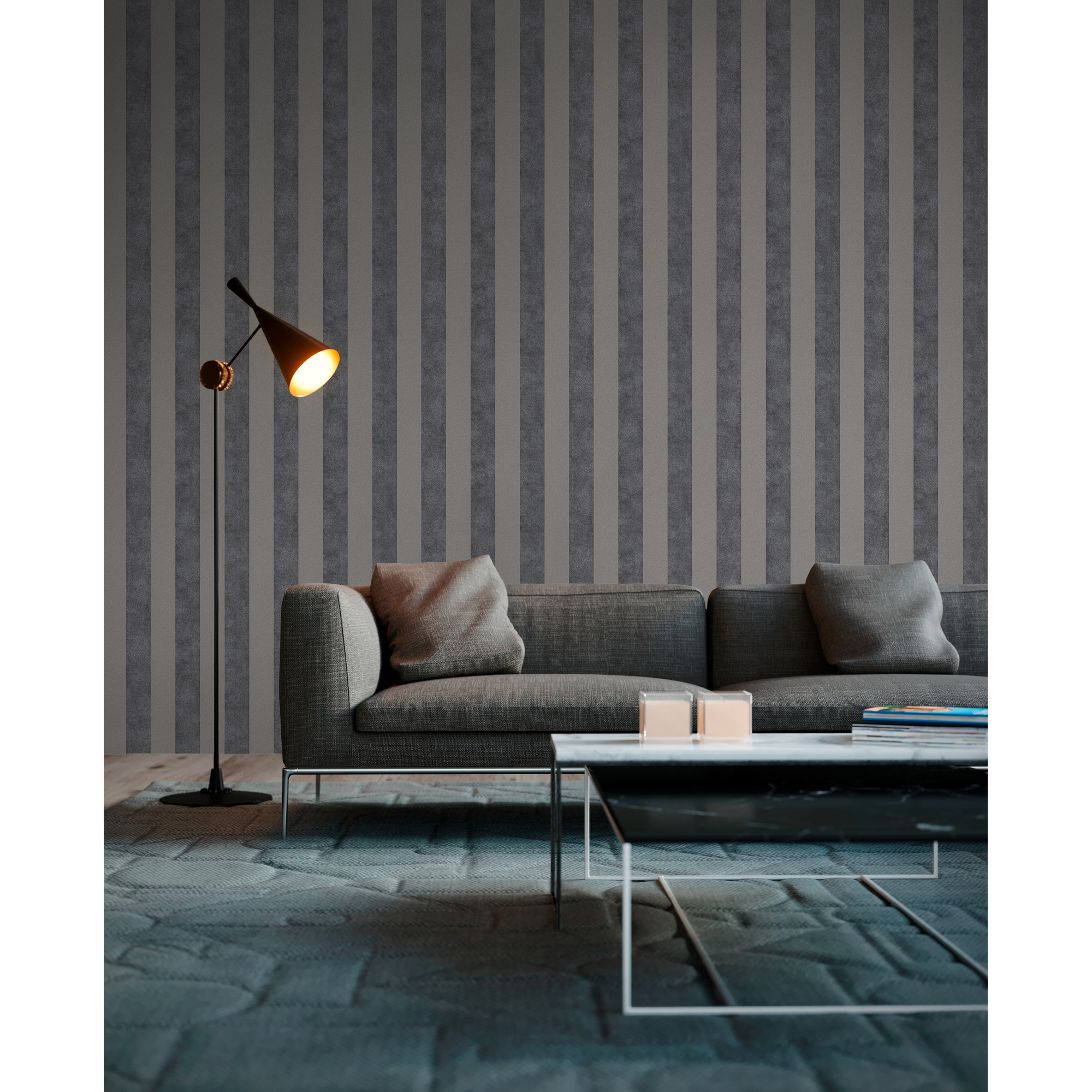 Vliestapete 'Trendwall' Streifen schwarz 0,53 x 10,05 m