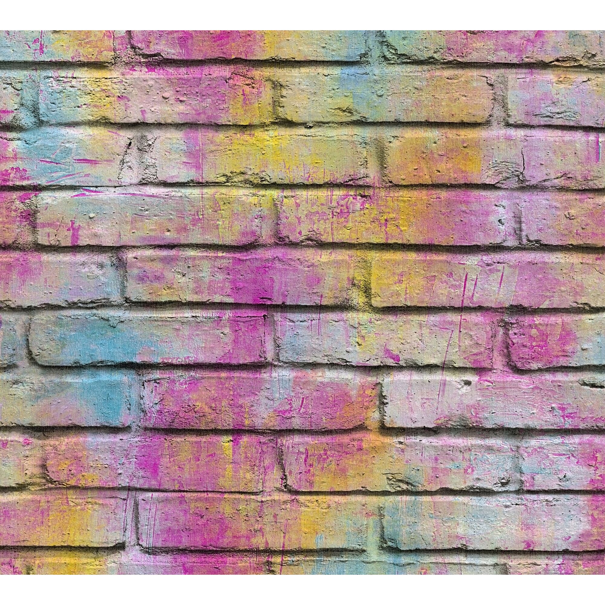 Bunt besprühte Ziegelmauer